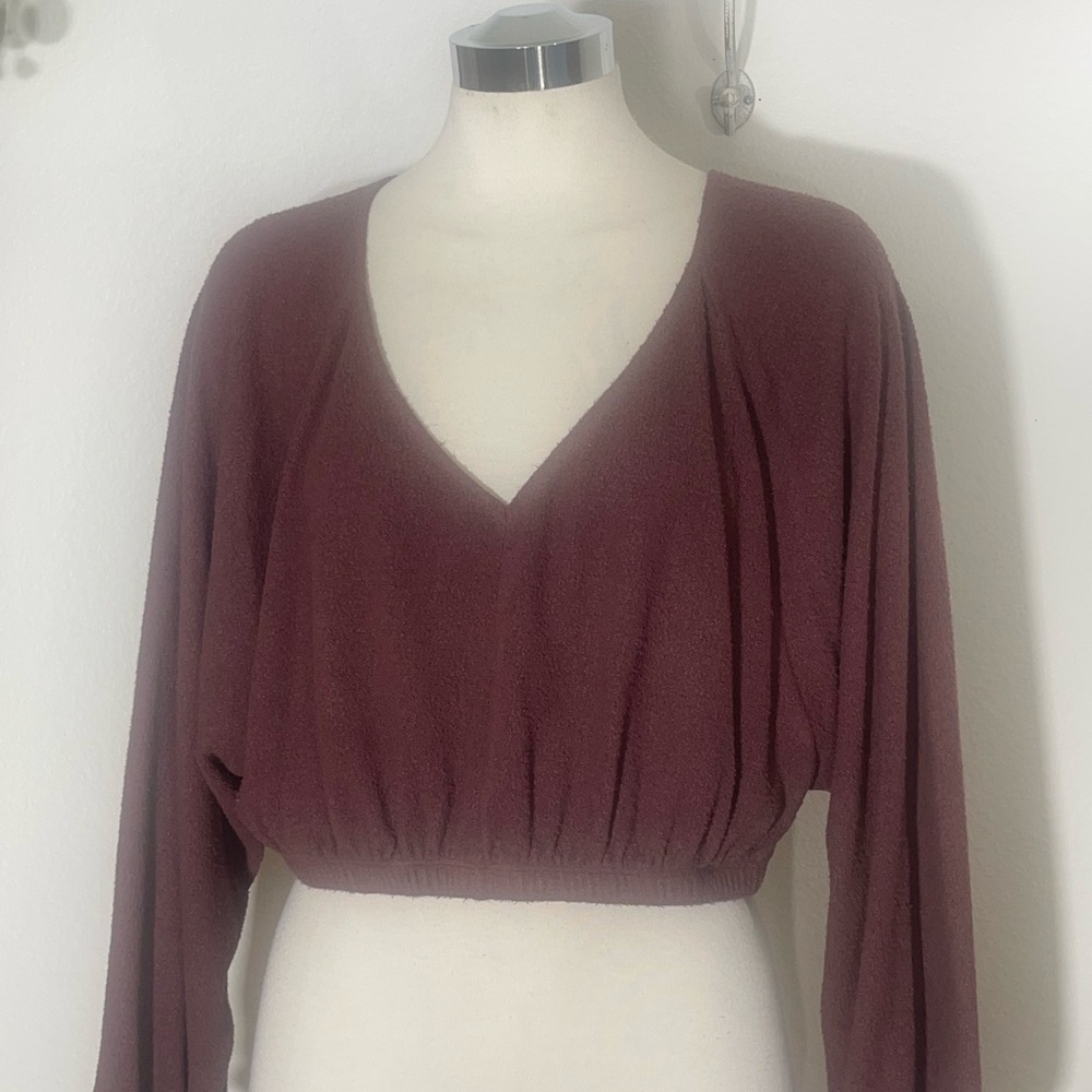 Urban outfitters out from under too small cropped long balloon sleeve boho fuzzy - Picture 5 of 8